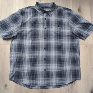 Orvis Short Sleeve Button Shirt Mens XL Blue Plaid Check Outdoor Fishing Mens